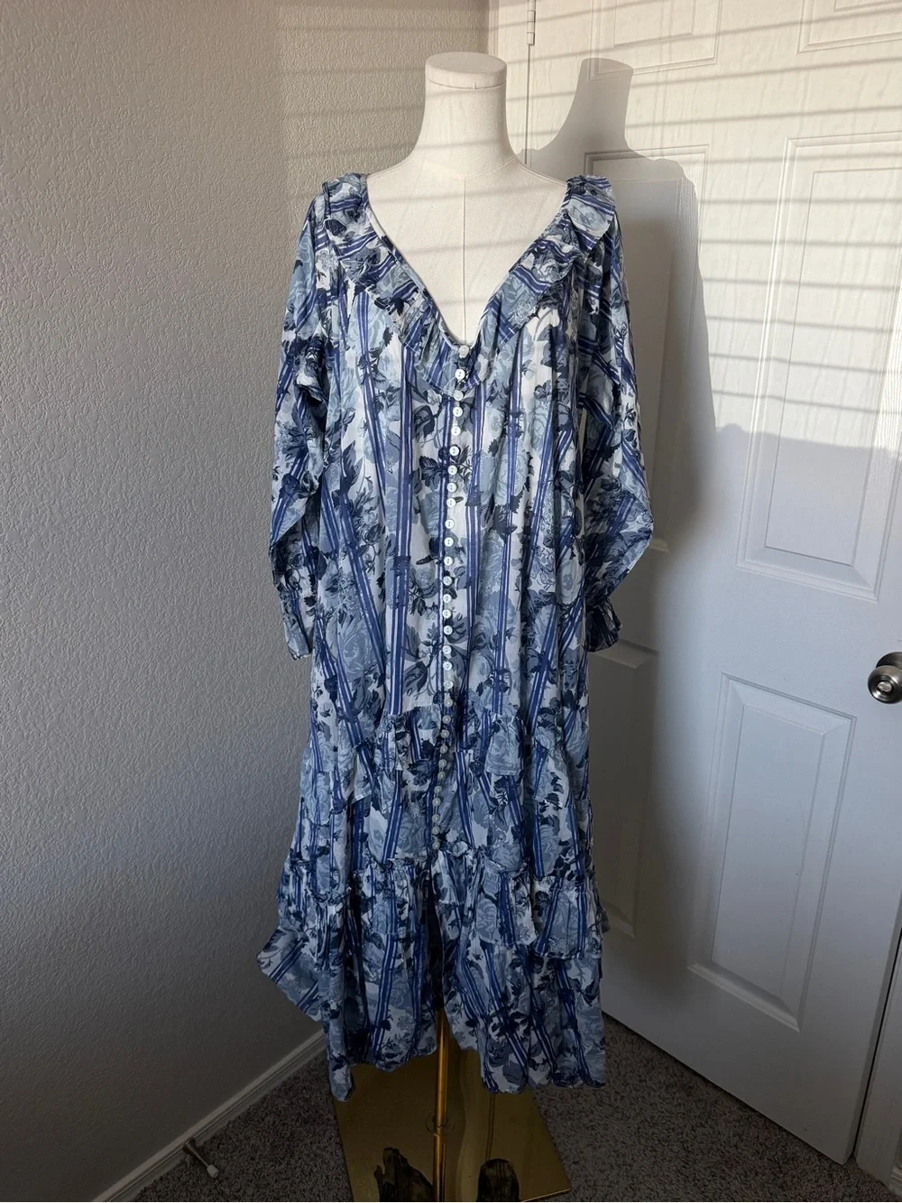 Free People Garden Wonders Maxi Dress in Blue Combo NWOT